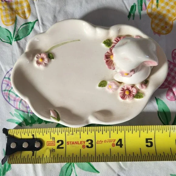 Vintage Avon 🐰bunny💐 trinket tray Ceramic Dish Easter Rabbit Decor Bunny Luv - Picture 7 of 7